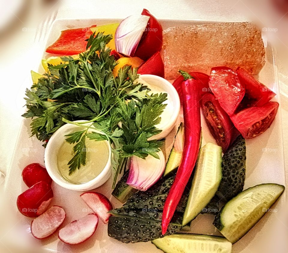 Vegetables on a plate.