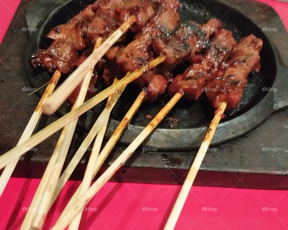 Delicious satay on the table