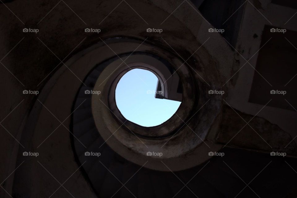 A spiral leading all the way to the light.