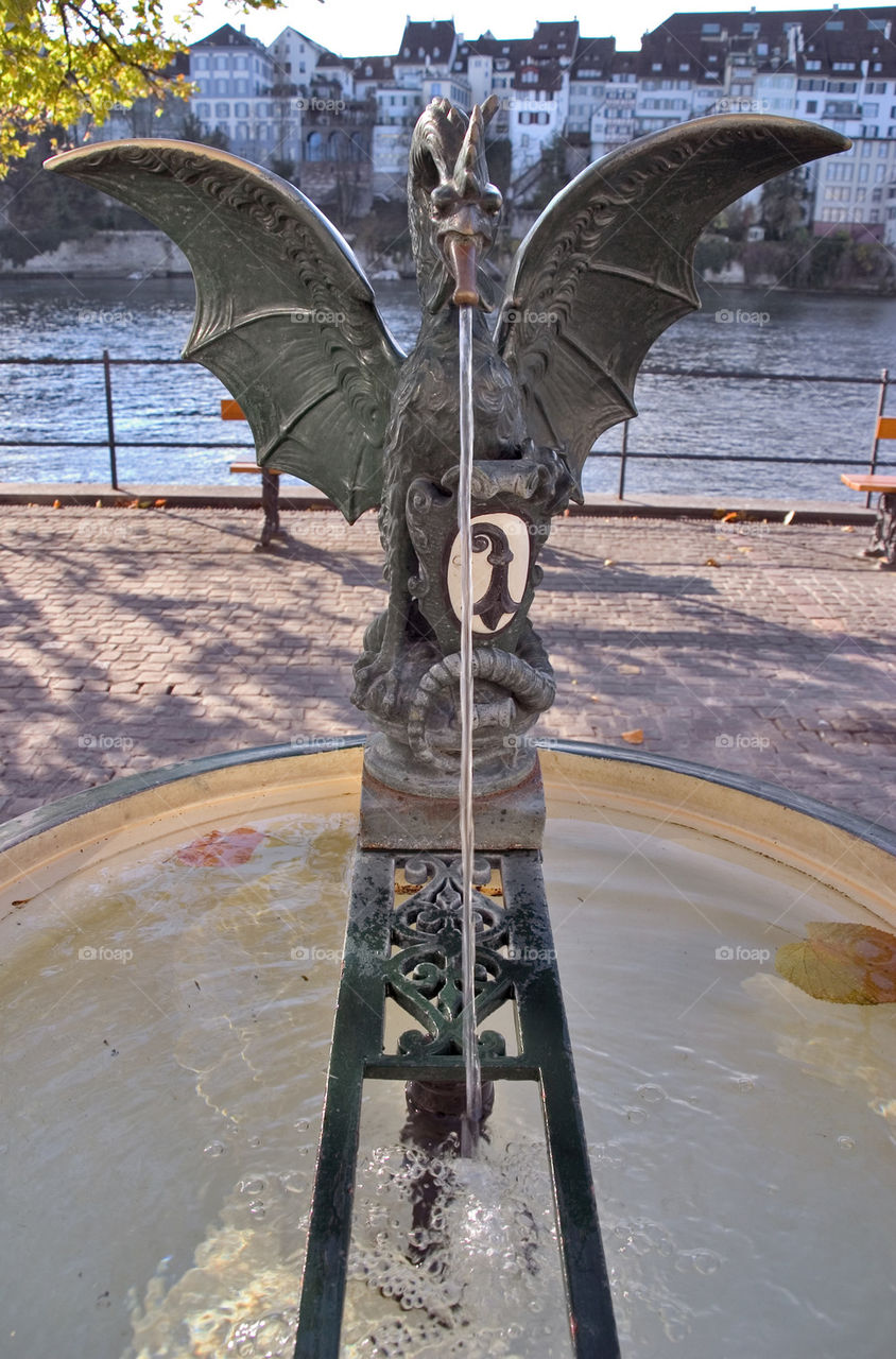 THE DRAGON FOUNTAIN IN BASEL SWITZERLAND