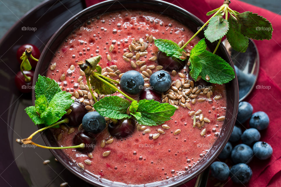 Blueberry smoothie with chia seeds