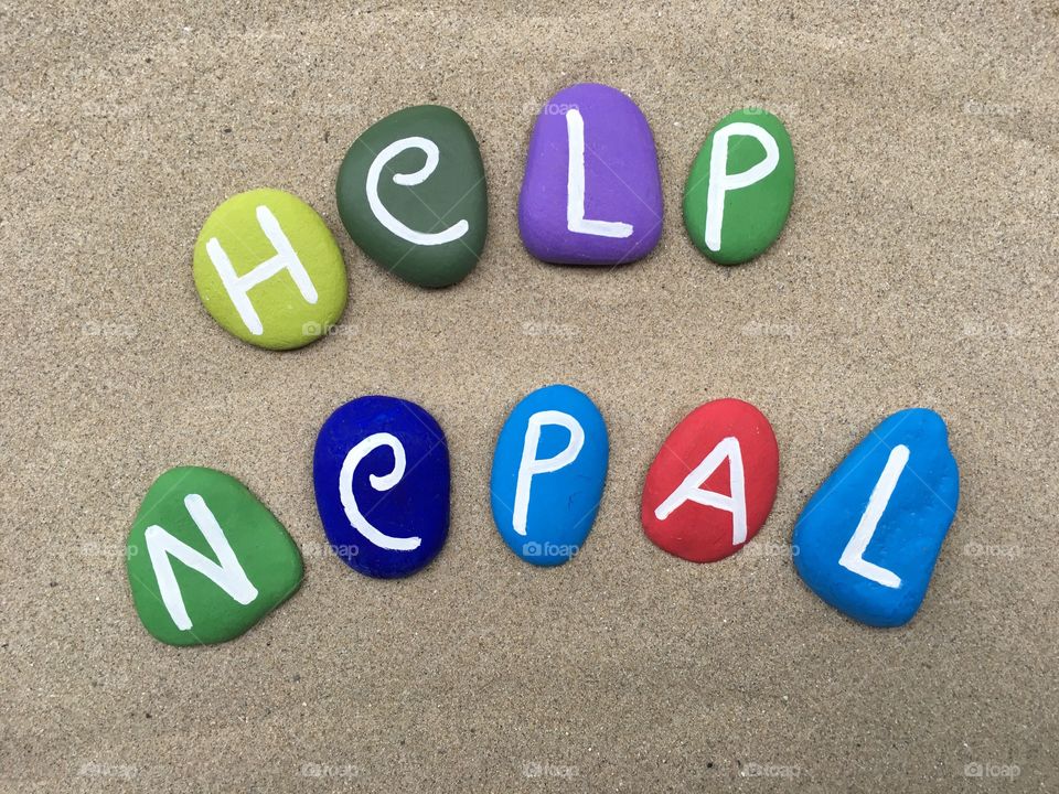 Help Nepal, souvenir on colored stones