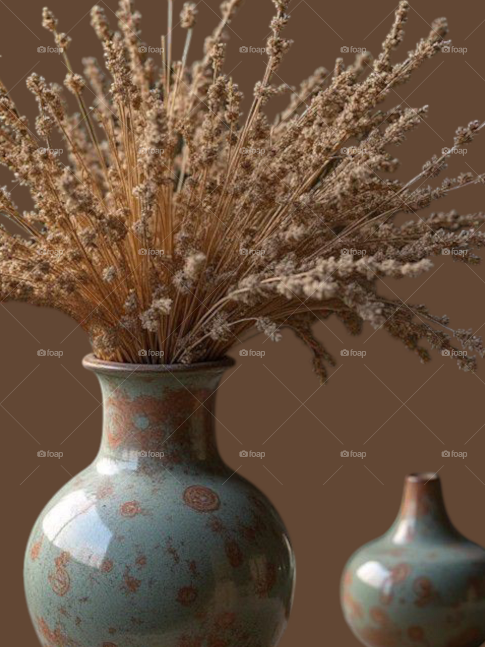 Beautifulretro vases and dried flowers