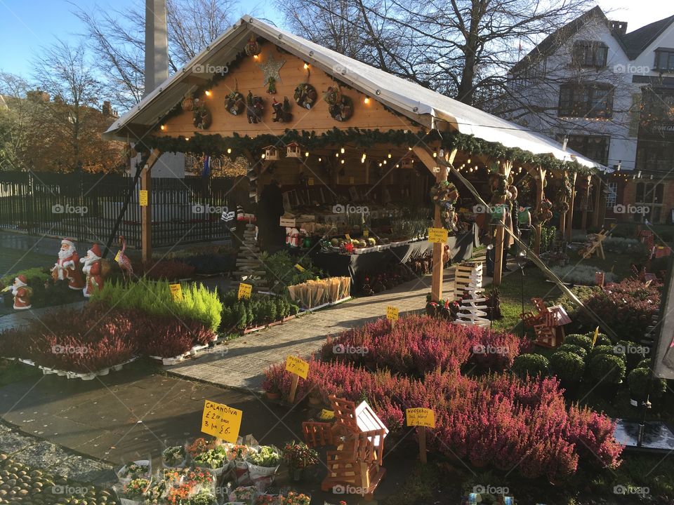 A typical Christmas Market in the centre of Exeter.