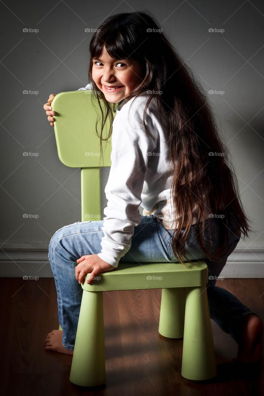 Cute little girl with gorgeous long hair