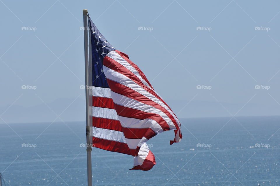 Flying American flag