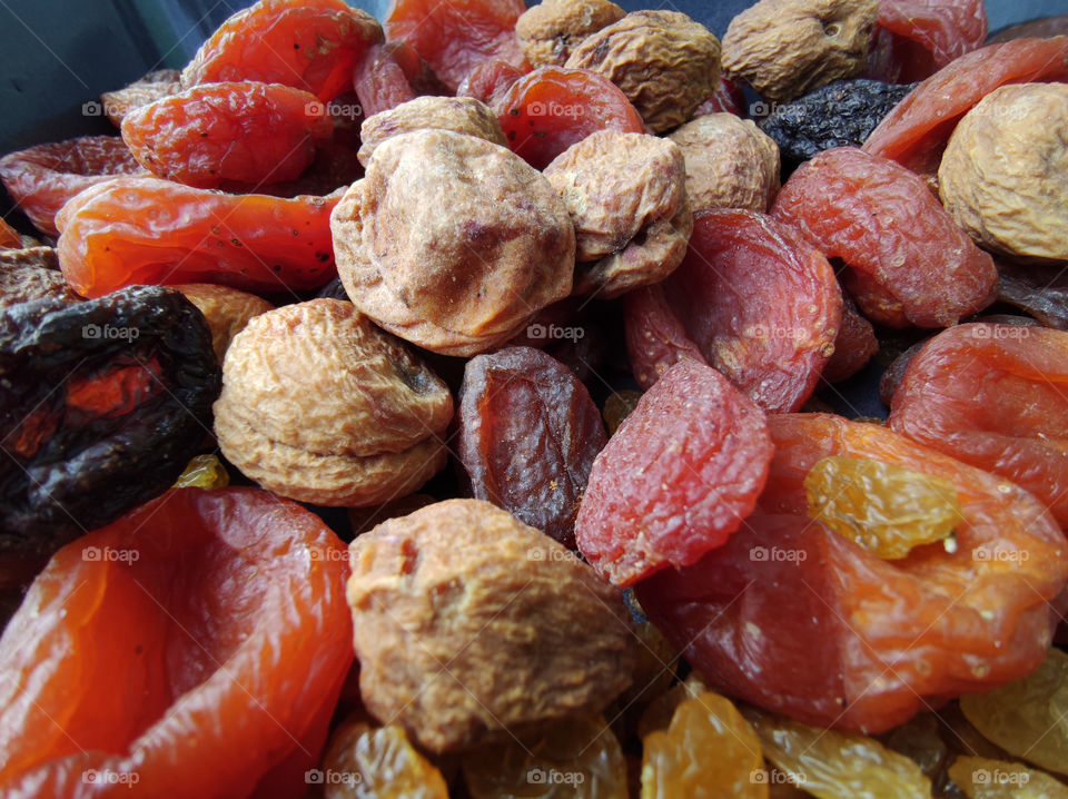 Mix of dried fruits (prunes, raisins, apricots and cranberries)