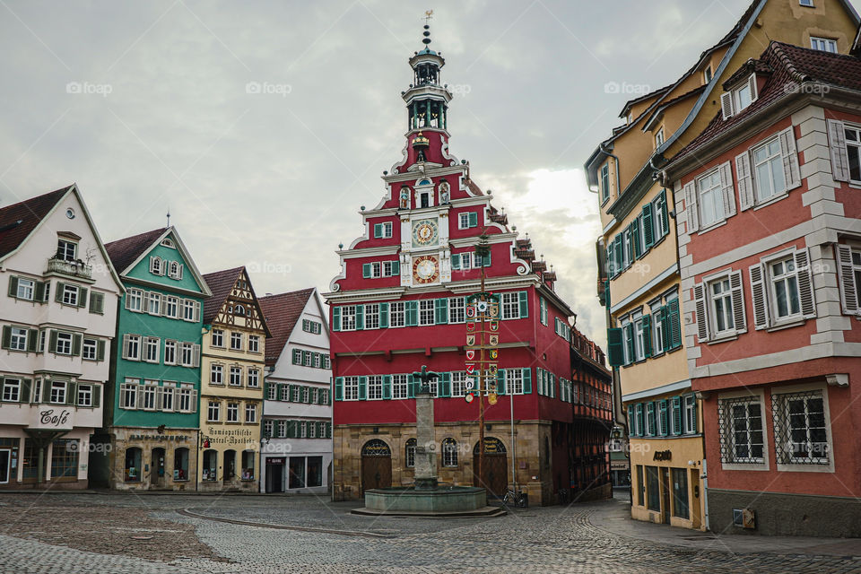 The old townhall (Rathaus) in medivial town of Esslingen am Neckar in Germany