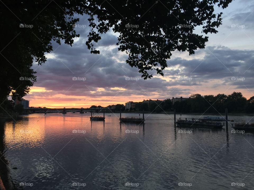 Sunset over the river Thames, UK