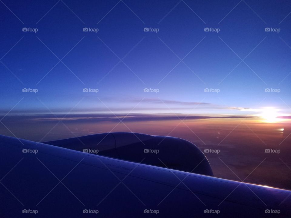 Airplane window view.