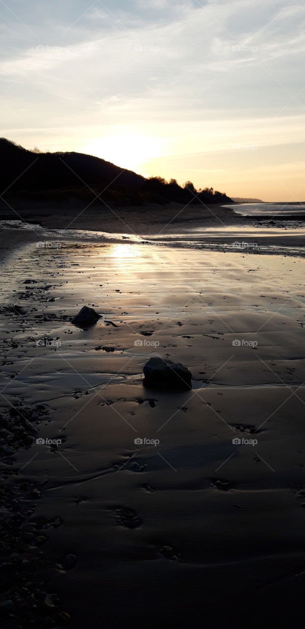 Beach of Deauville at sunset