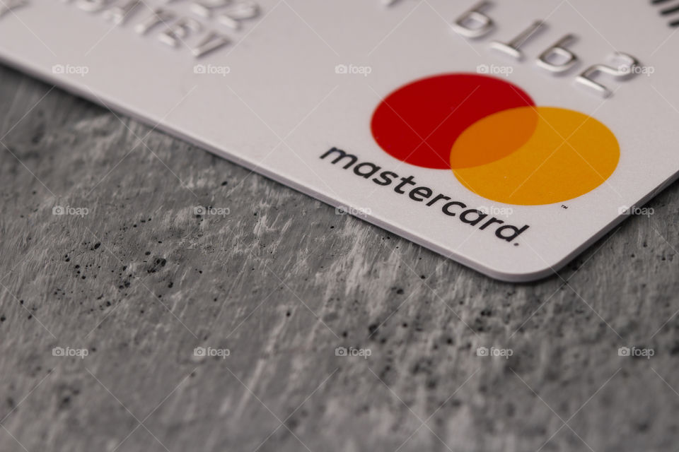 Mastercard credit card close up . payment concept