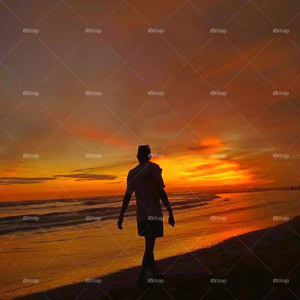 Sunset view on the beach