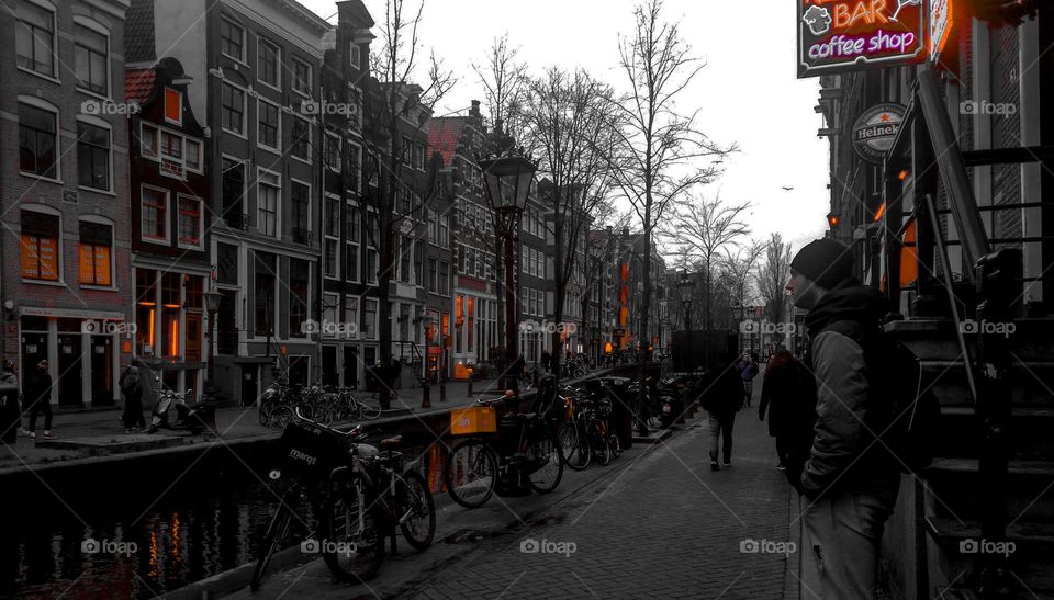 Historic "Red Light Street" in Amsterdam