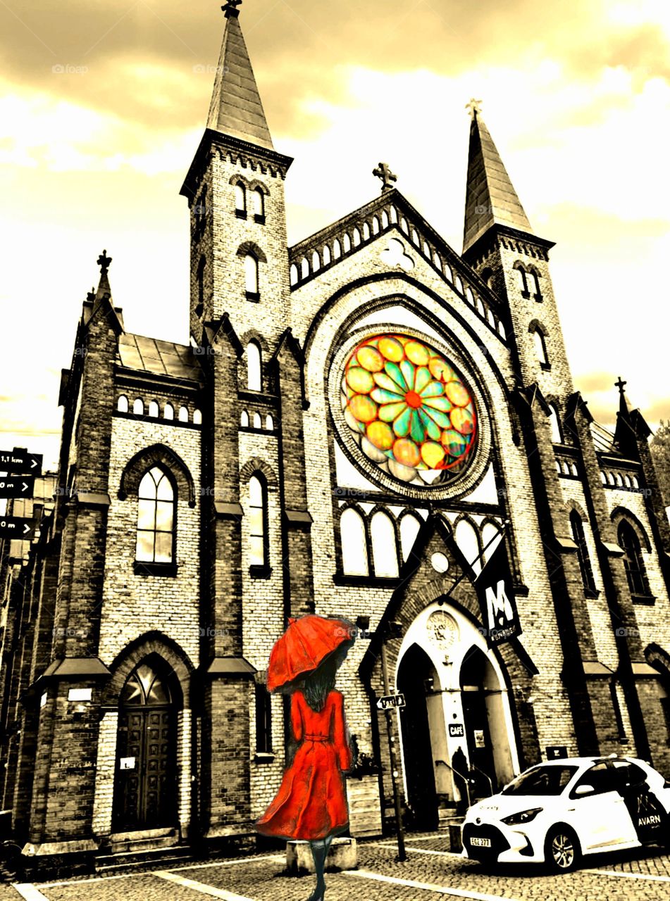 sjöman church in Gävle /Sweden like a paint