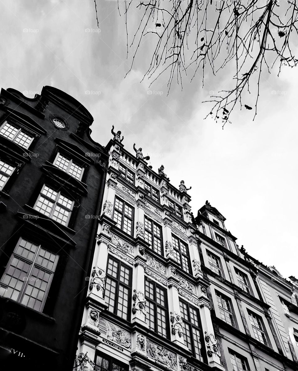 black and white city