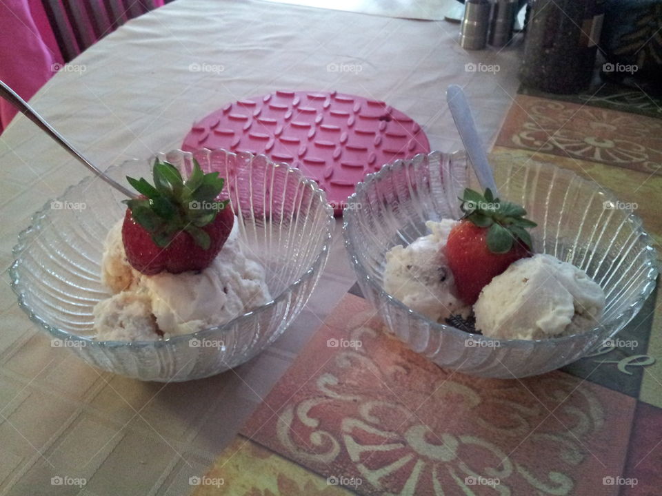 Icecream and Strawberries