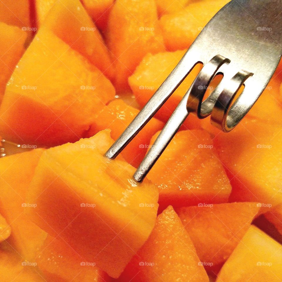 Cantaloupe with peace fork
