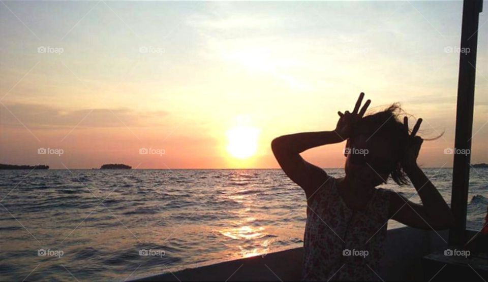 having sunset view in a boat...