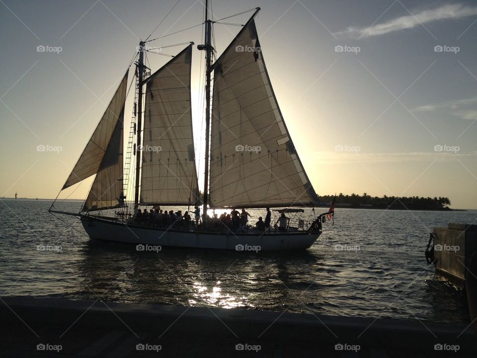 Sailboat on Sunset . Key west,Florida