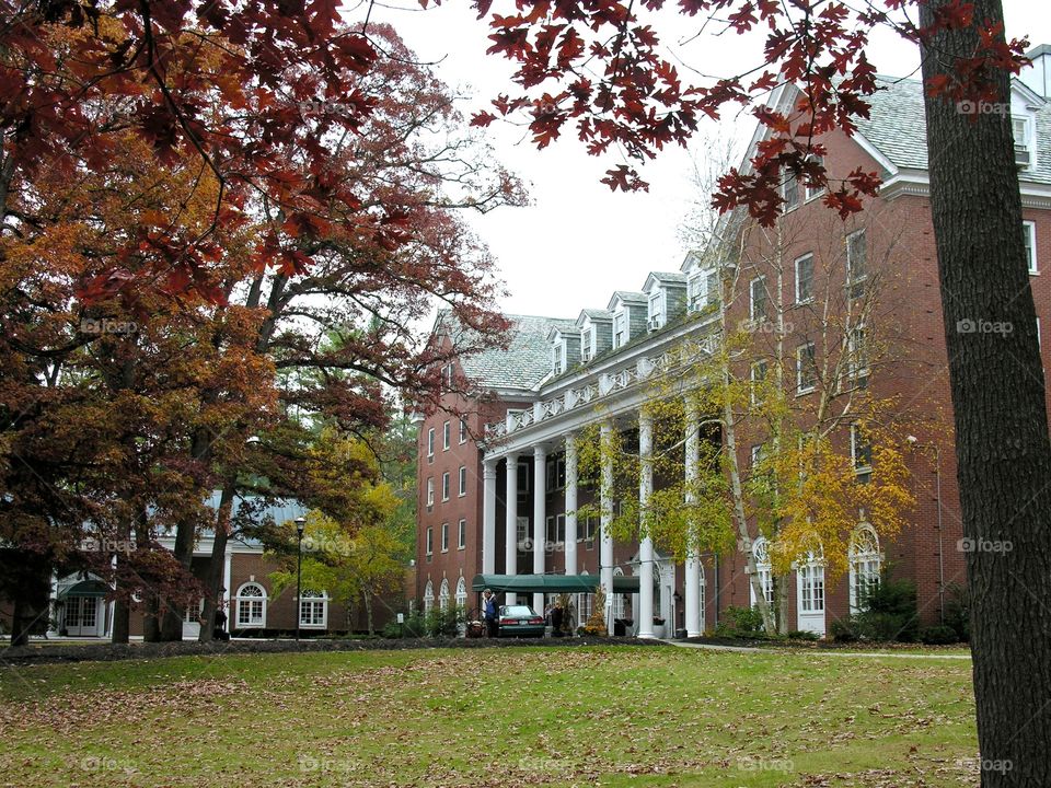 The Gideon Hotel. The Gideon Hotel in Saratoga Springs New York. Built in the 1800's this neo classic style building with columns in front