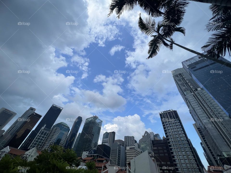 Many buildings and the sky