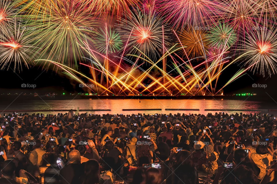 International firework festival in Pattaya beach Thailand