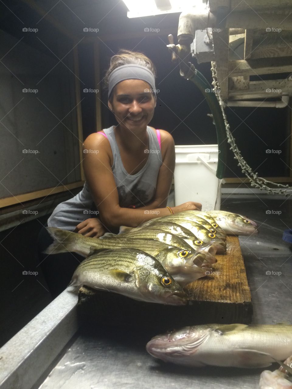 Dinner time. Striper hybrids. Fun night of fishing