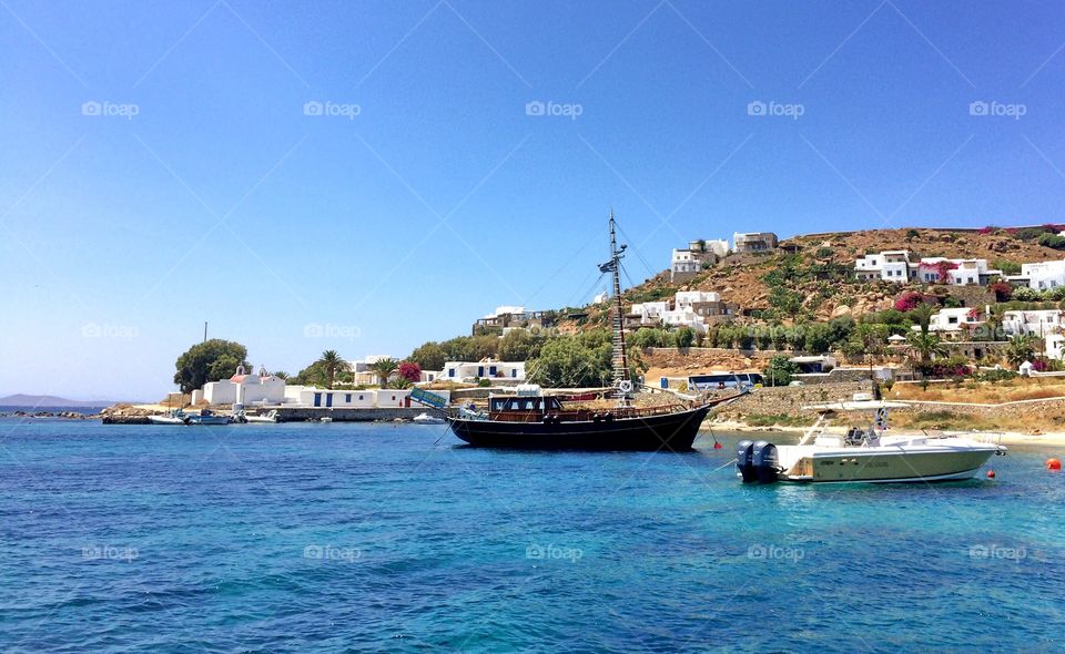 Sail boat docked in Mykonos . Sail boat docked in Mykonos, Greece 
