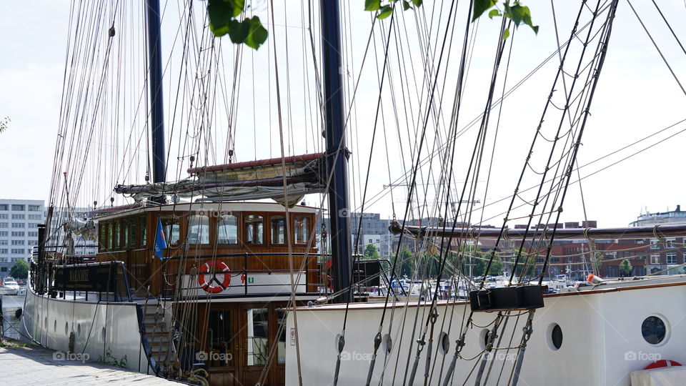 Ship at the old port of Antwerp.