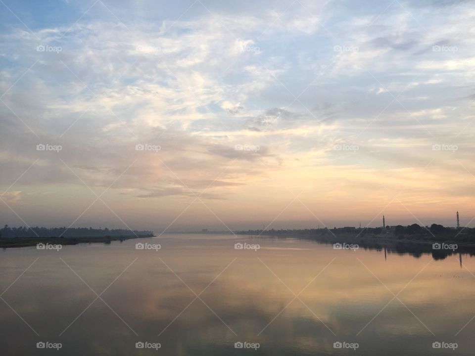 Sunset on Nile River in Egypt 