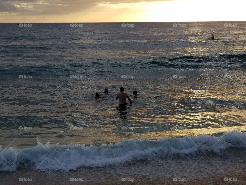 Evening swim with family