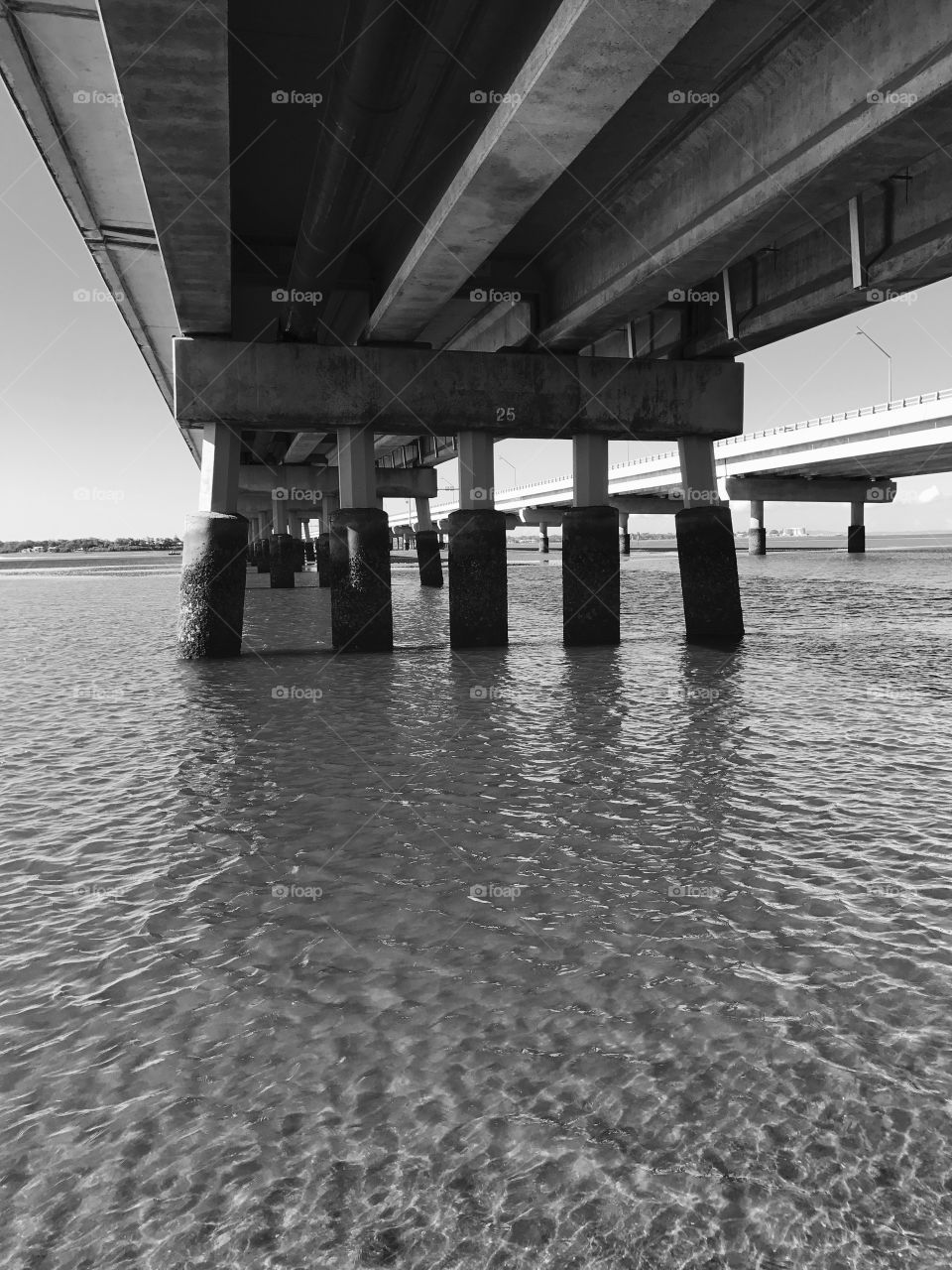 Bridge, ocean, low tide