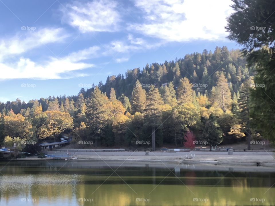 Fall mountains lakeside 