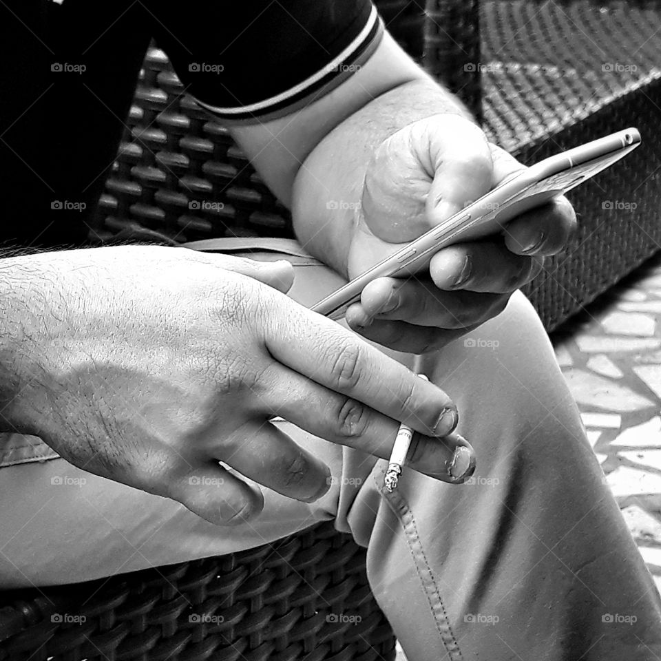 hands, cigarettes, phone