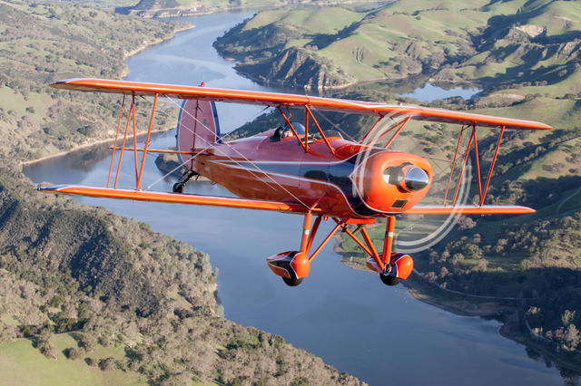 A Great Lakes 2T biplane Air to Air photo with Attitude Aviation in