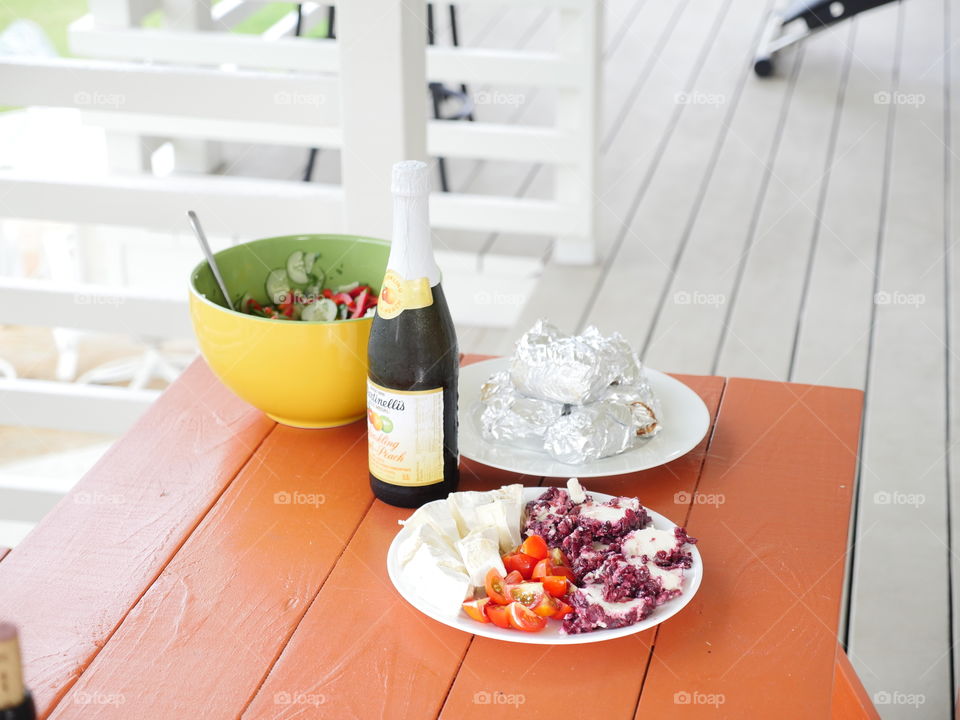 Picnic table meal