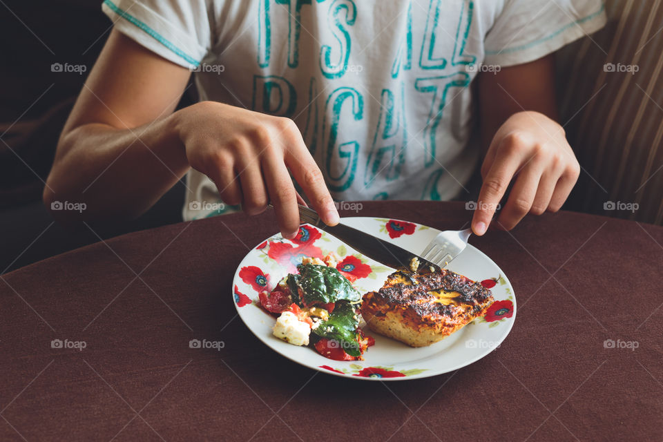 Boy having a lunch