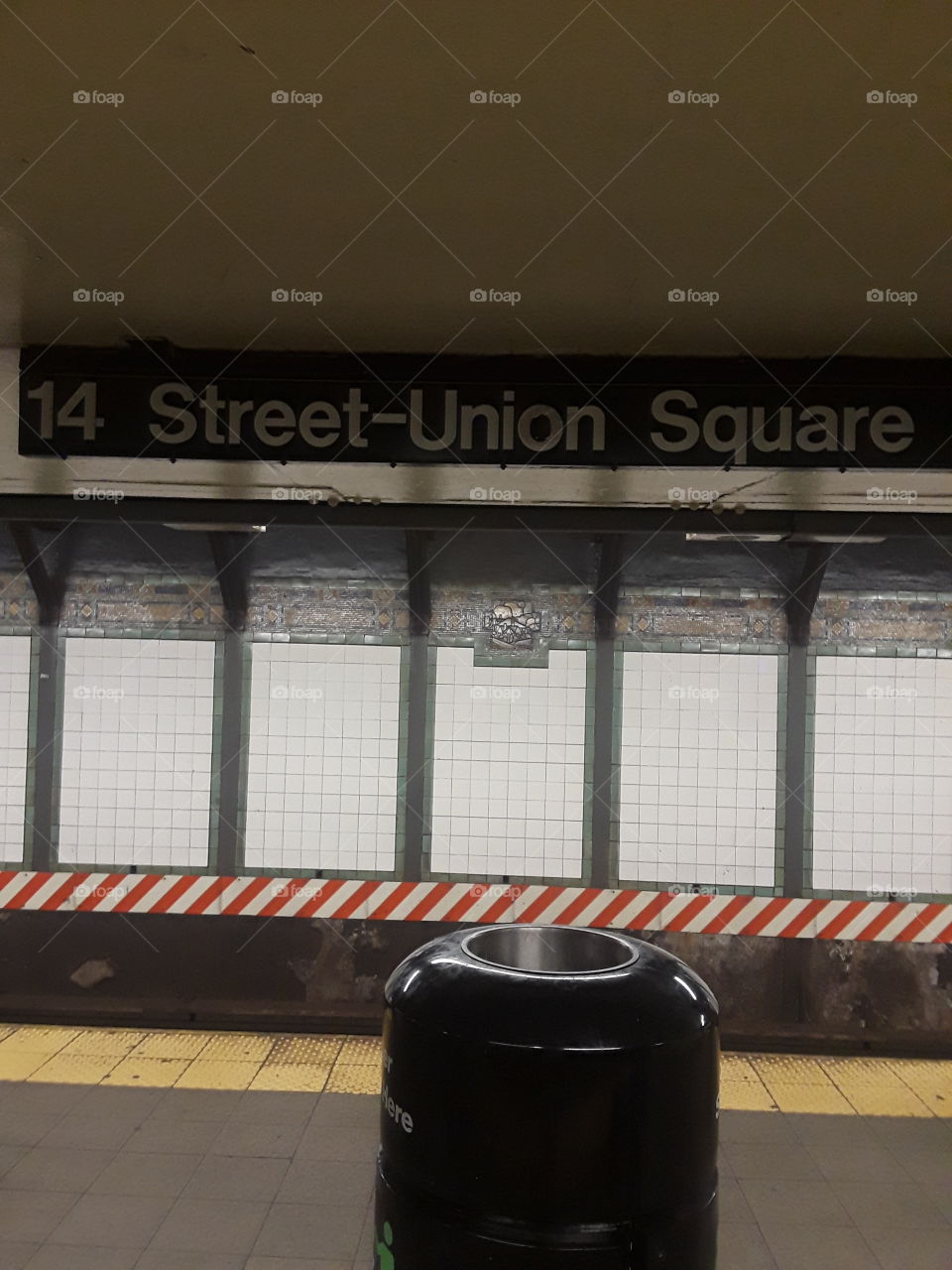 14th Street subway platform sign, Lower Manhattan, New York