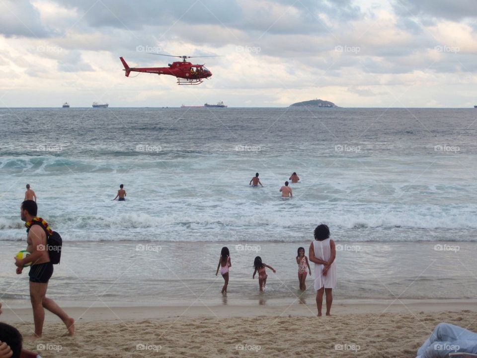Helicopter over the beach 