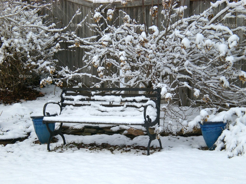 snow winter bench by trvldeb07