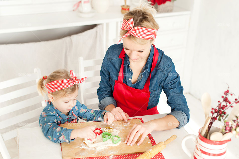 Mom and daughter in the kitchen