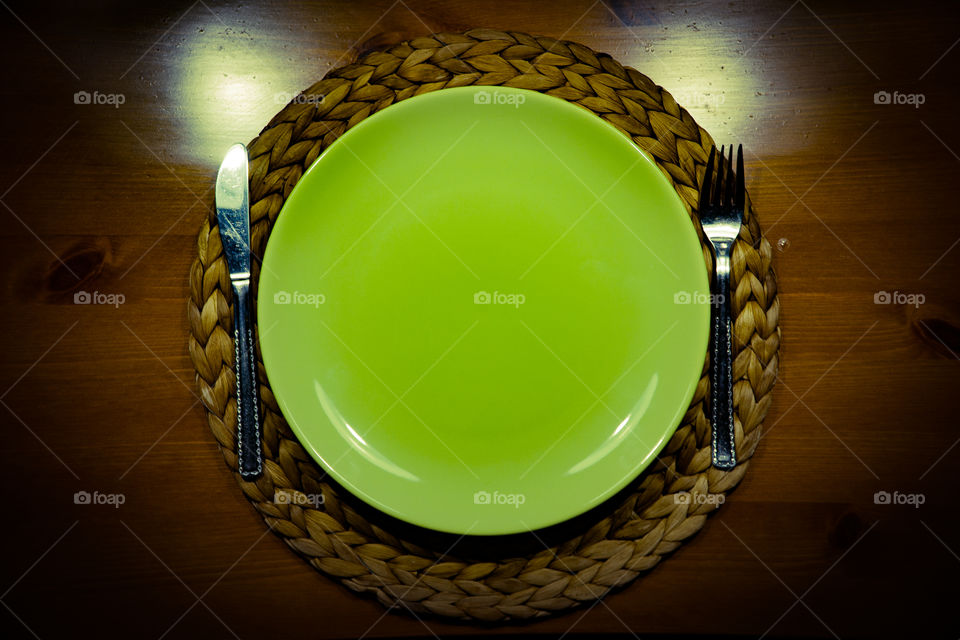 Empty plate on table