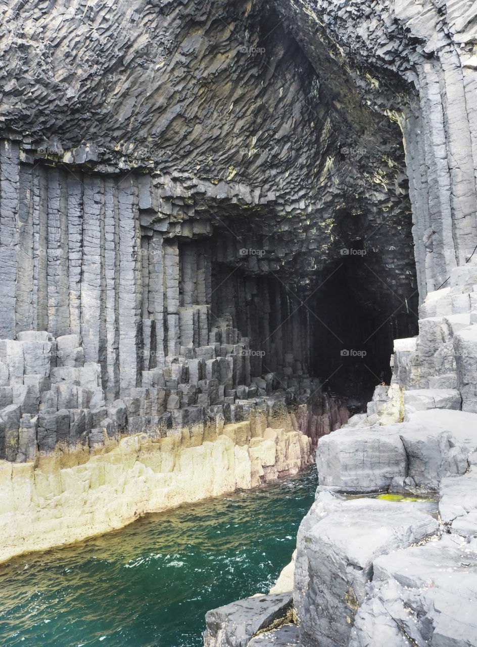 Cliff and Cave At Staffa Island,Scotland,UK