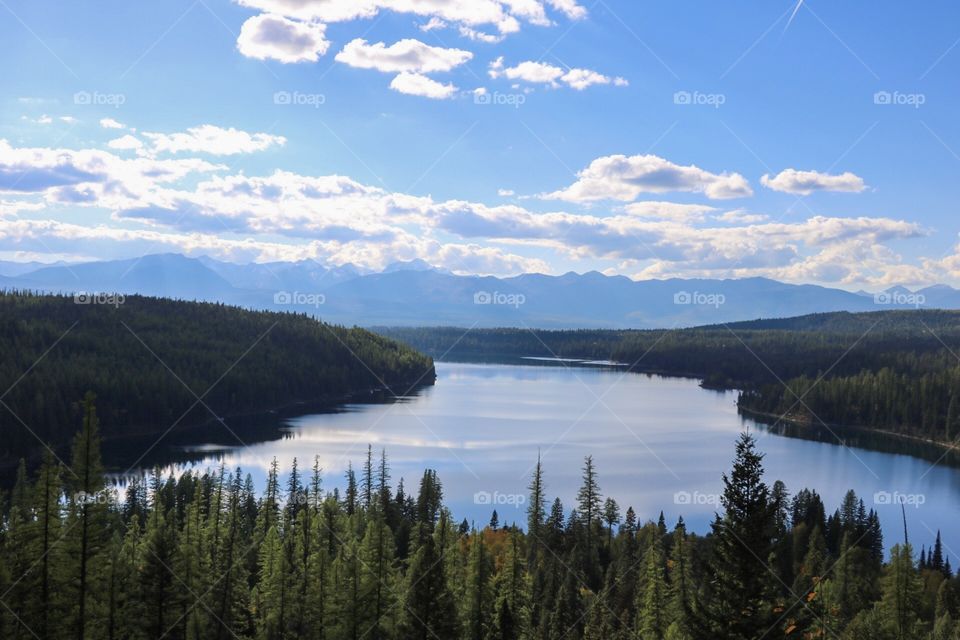 Montana lake and mountains. 