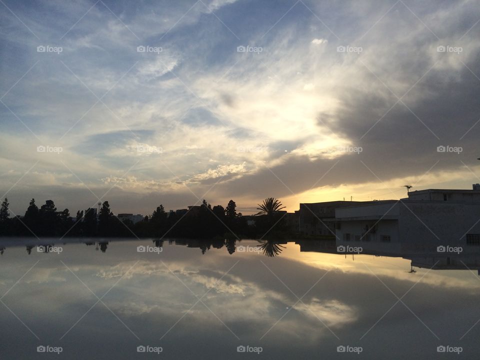 sunset reflection. reflection of beautiful sky