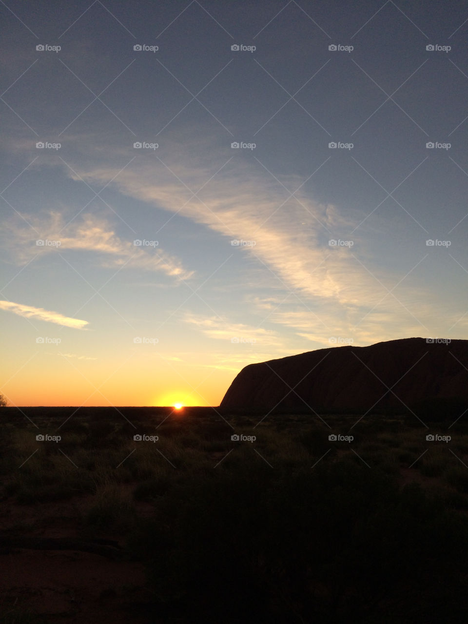 Sunset in the Australian desert,
