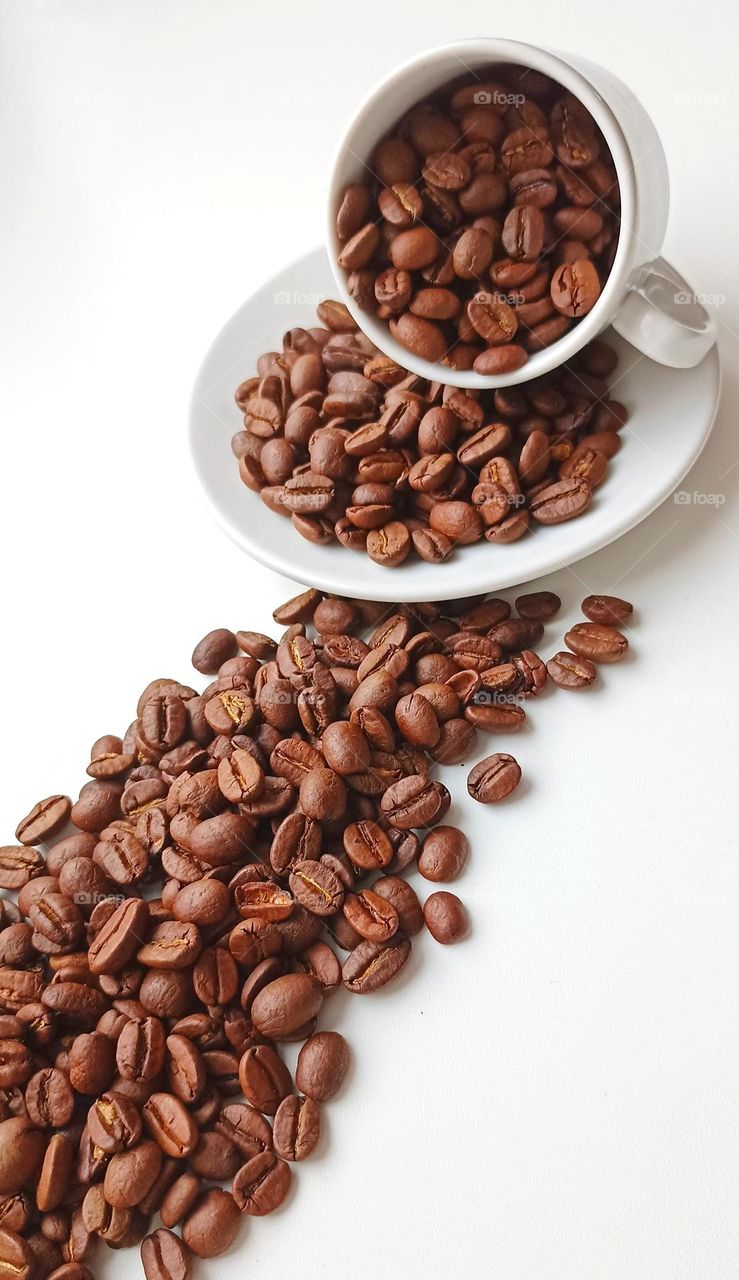 cup of coffee, love coffee beans