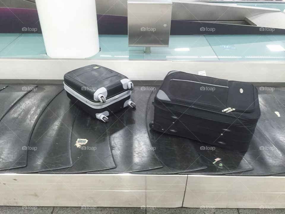 Baggage belt in Copenhagen airport in Denmark.