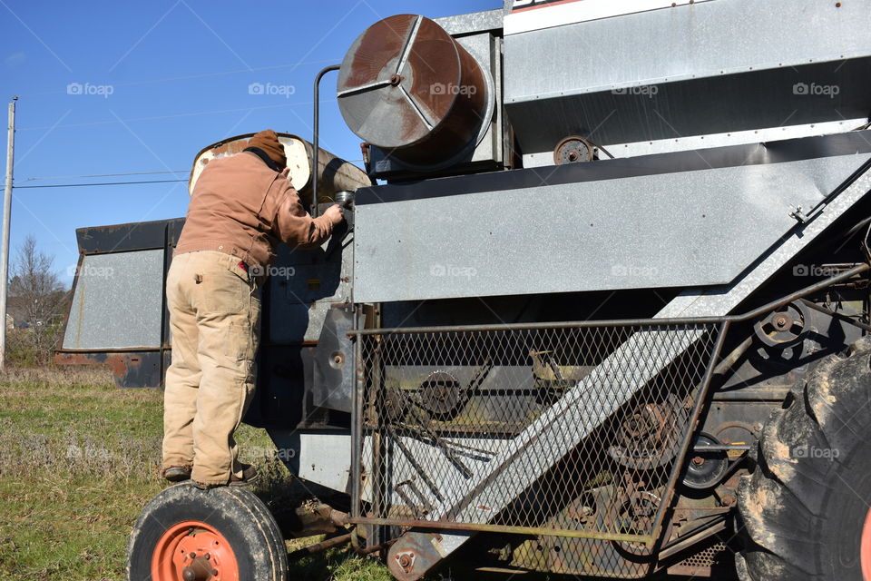 working on a combine